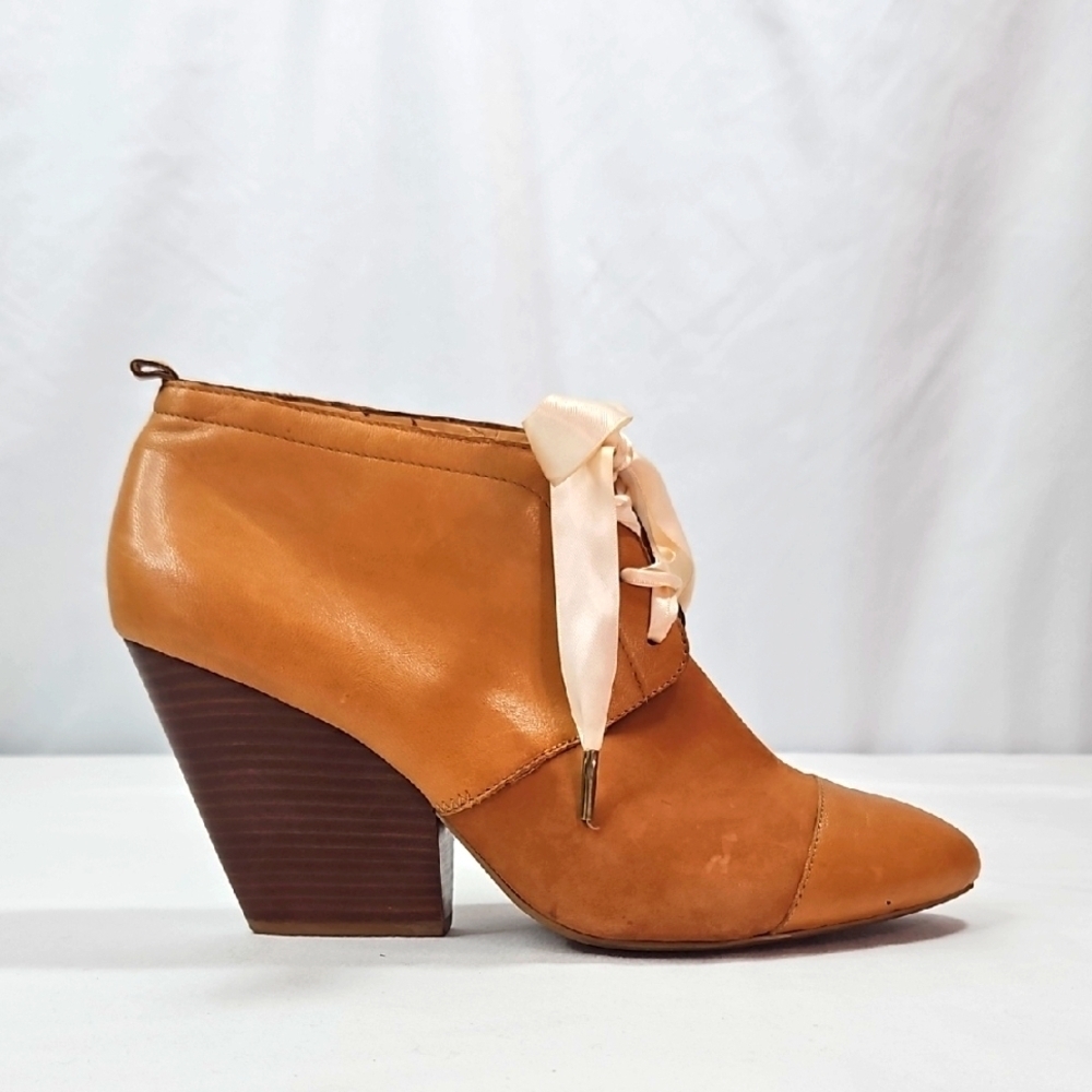 Pilcro and the Letterpress Tan Heeled Wedge  Boots Size 11